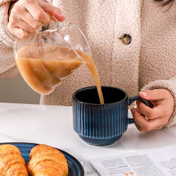 Coffee Cups Set of 4 with Stand, 15 OZ Stackable Coffee Mugs with Handle for Tea - Picture 7 of 7